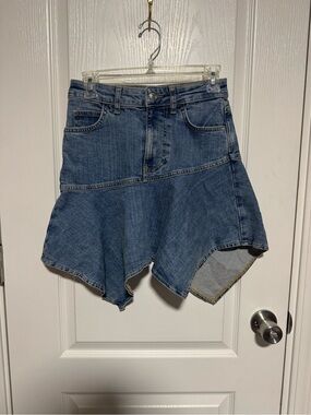 Free People Blue Asymmetrical Denim Skirt